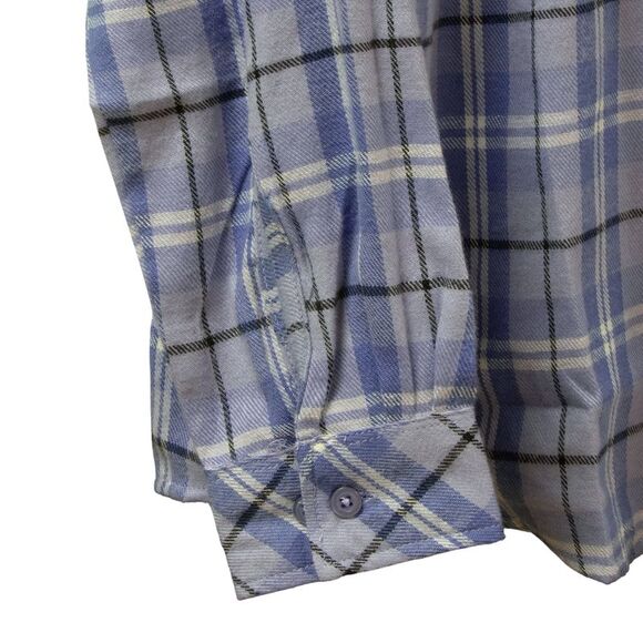 Woodland Creek Women's Long Sleeve Button-Up Pleated Shirt in Blue Plaid, XXL - Picture 5 of 7